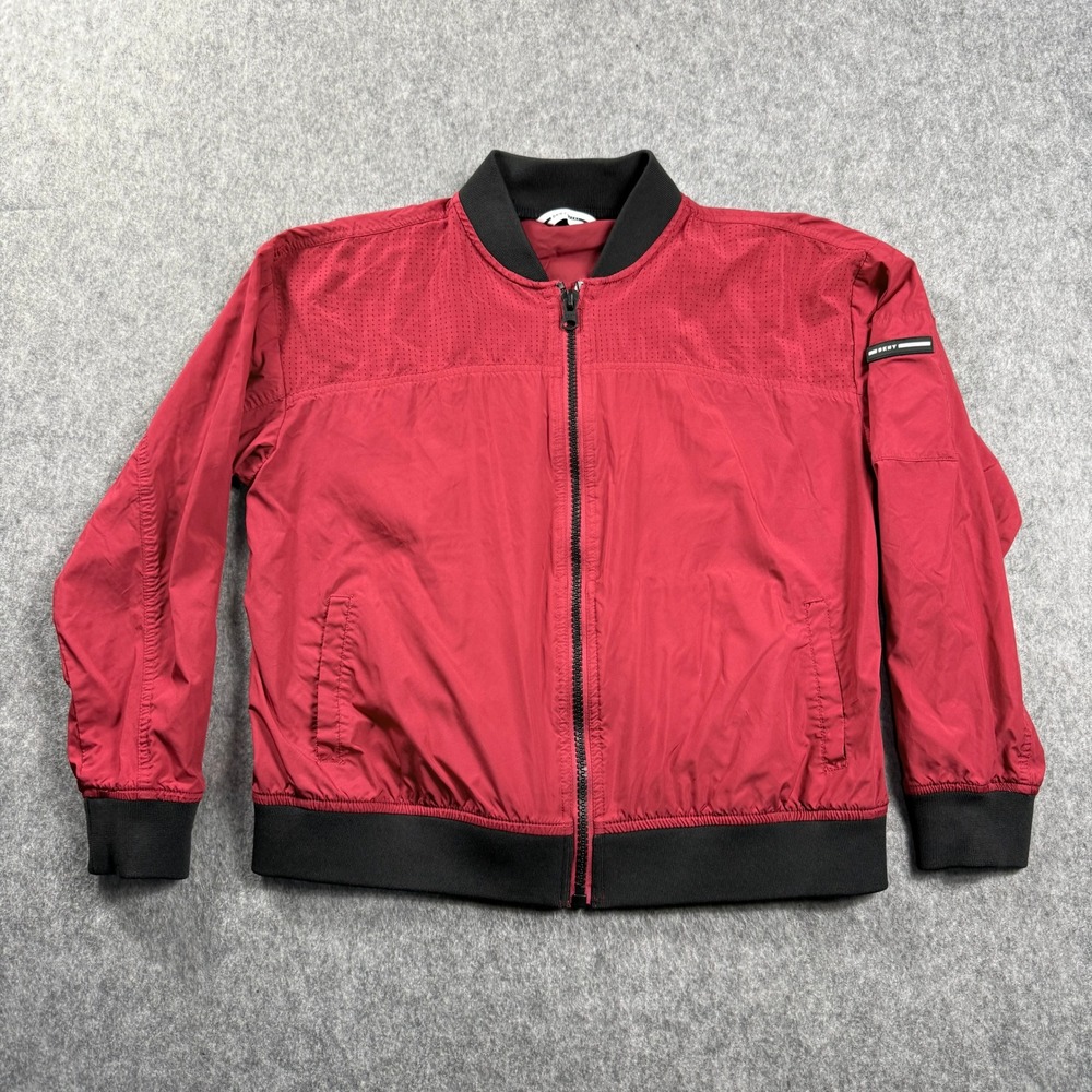 DKNY Sport Womens Murano Red Perforated Bomber Jacket Logo Back S Small